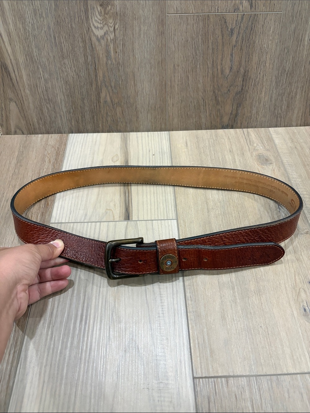 Orvis Bison Brown Leather Shotshell Men's Belt size 36